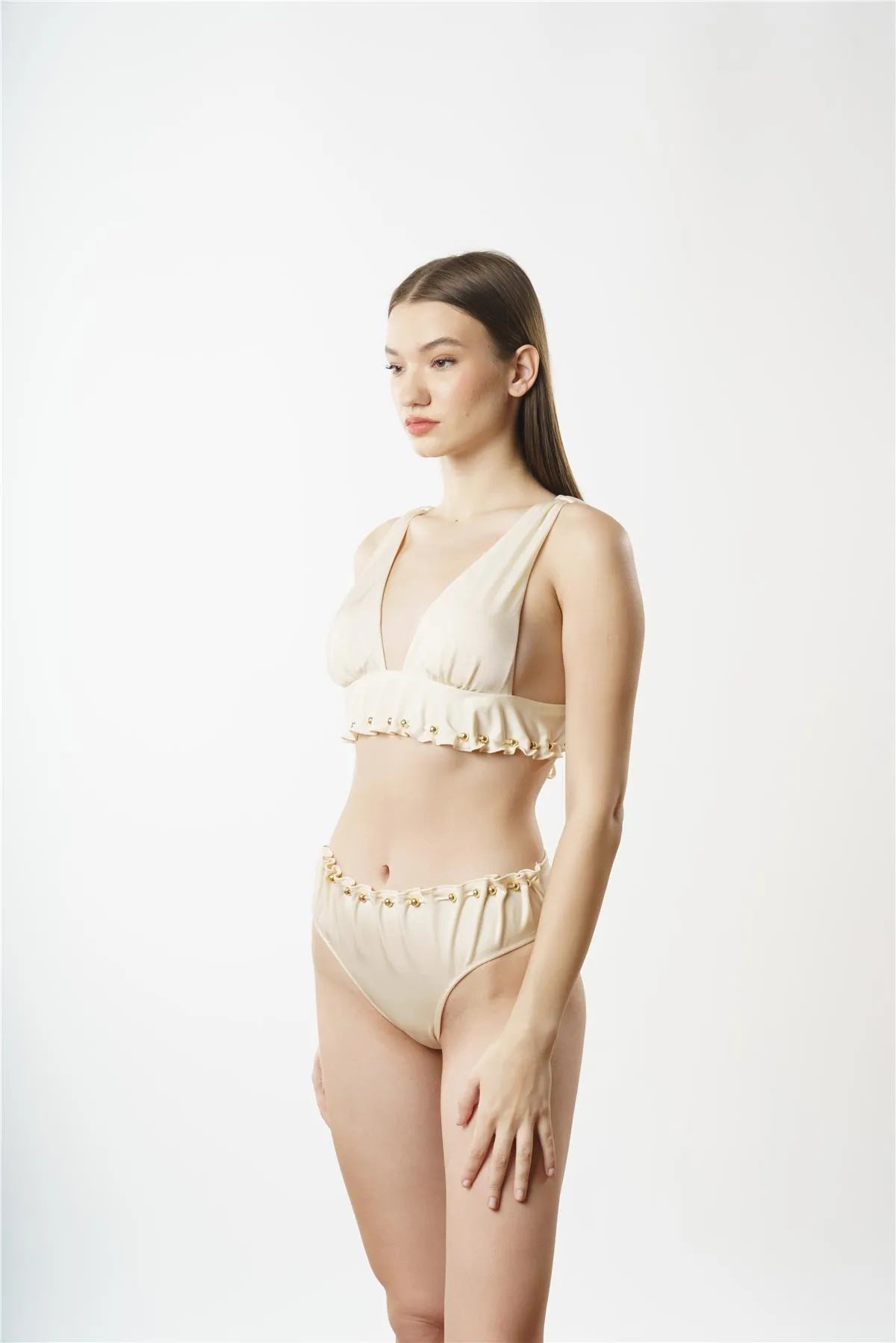 NB1883 Geniş Üçgen Bikini Takımı - Bej