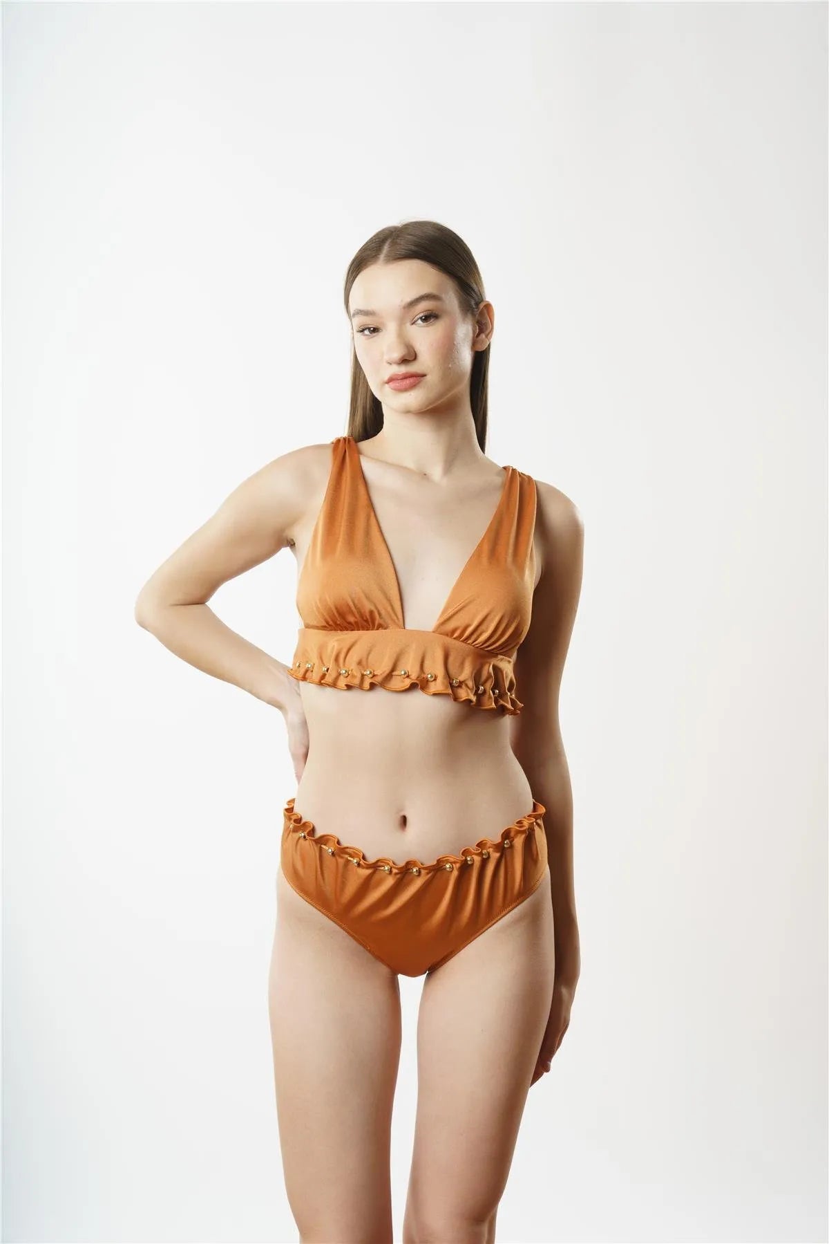 NB1883 Geniş Üçgen Bikini Takımı - Karamel