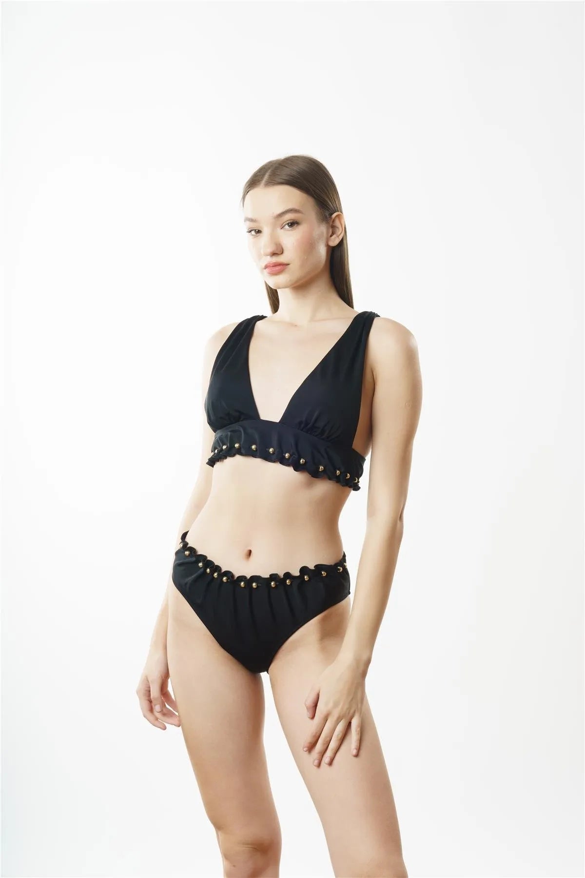 NB1883 Geniş Üçgen Bikini Takımı - Siyah