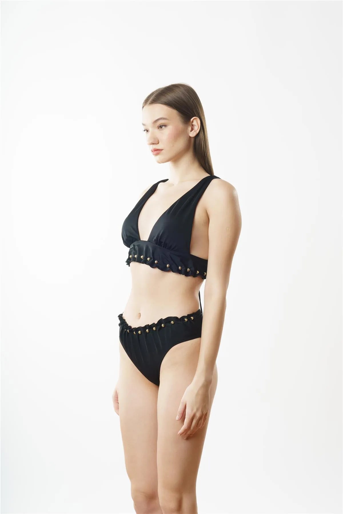 NB1883 Geniş Üçgen Bikini Takımı - Siyah