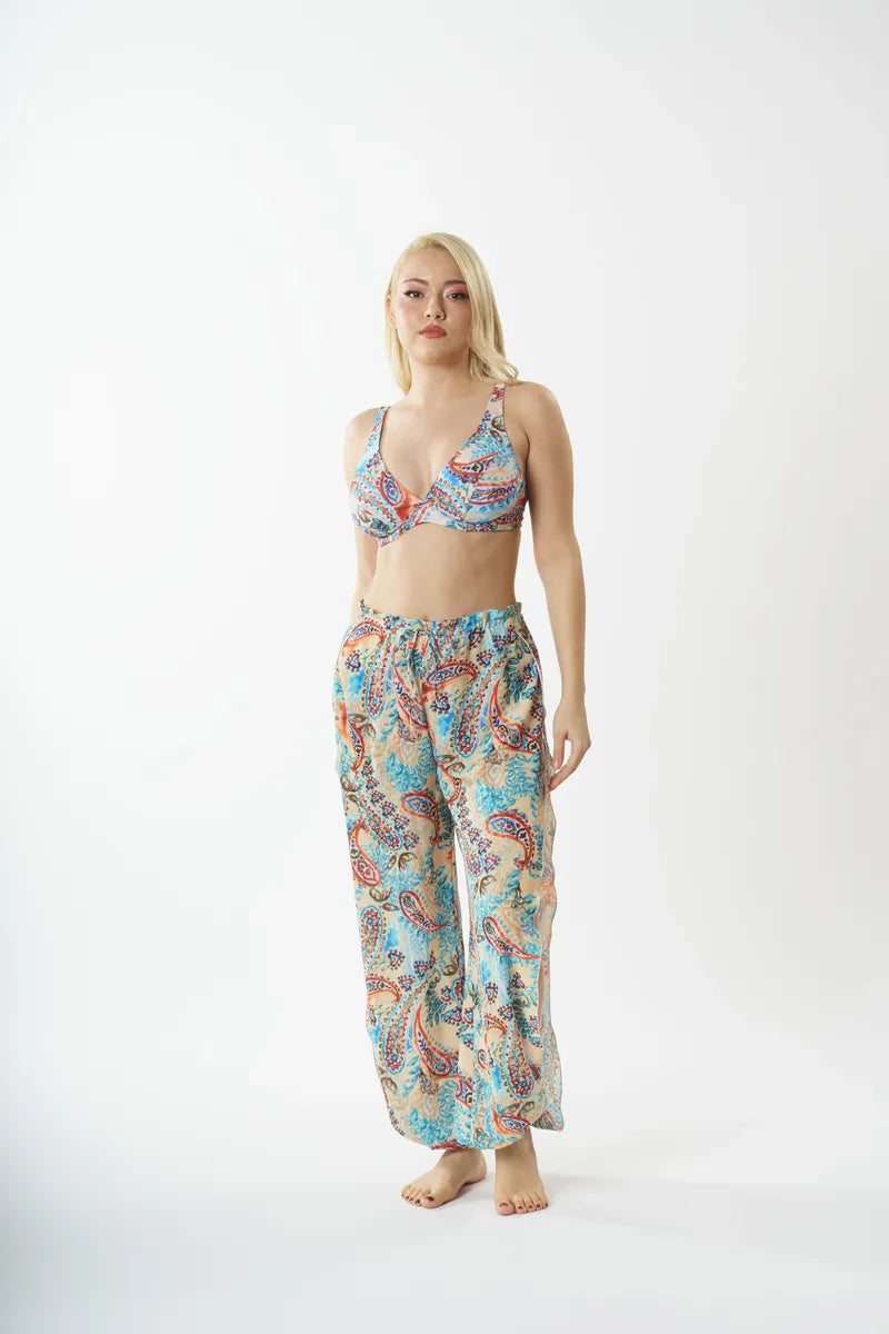 P5823 Yırtmaçlı Pant Pareo - Tarçın