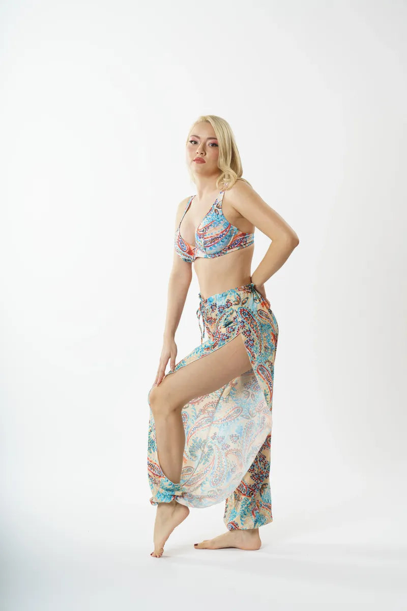 P5823 Yırtmaçlı Pant Pareo - Tarçın