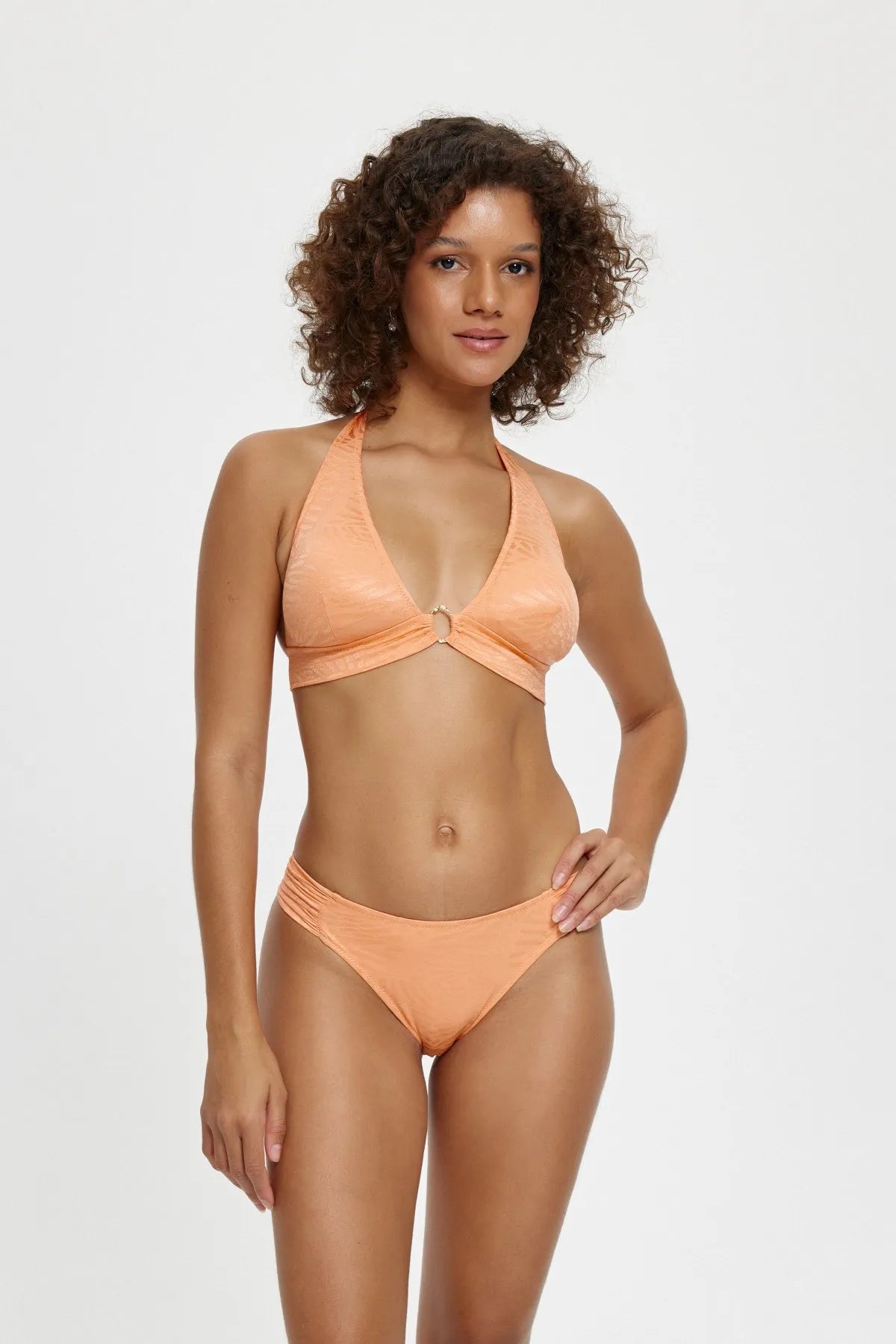 B11004 Uzun Üçgen Bikini Takımı - Oranj