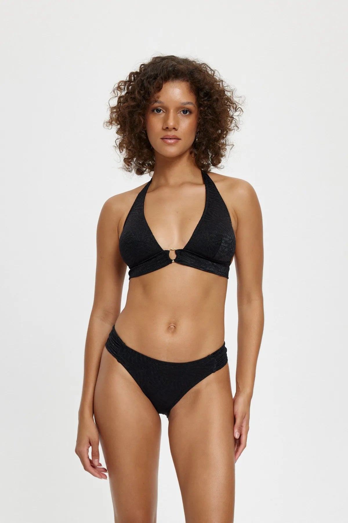 B11004 Uzun Üçgen Bikini Takımı - Siyah