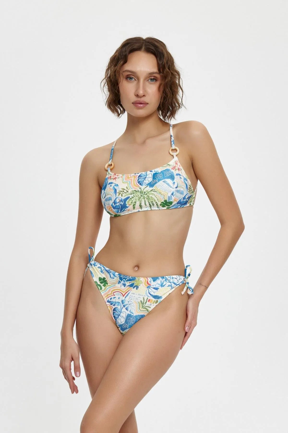 B11026 İnce Askılı Straplez Bikini Takımı - Ekru