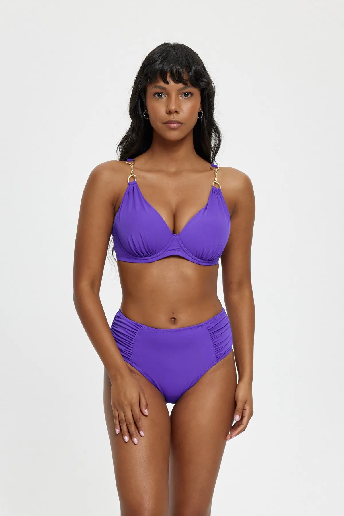 B11029 Boş Kaplı Toparlayıcı Bikini Takımı - Mor