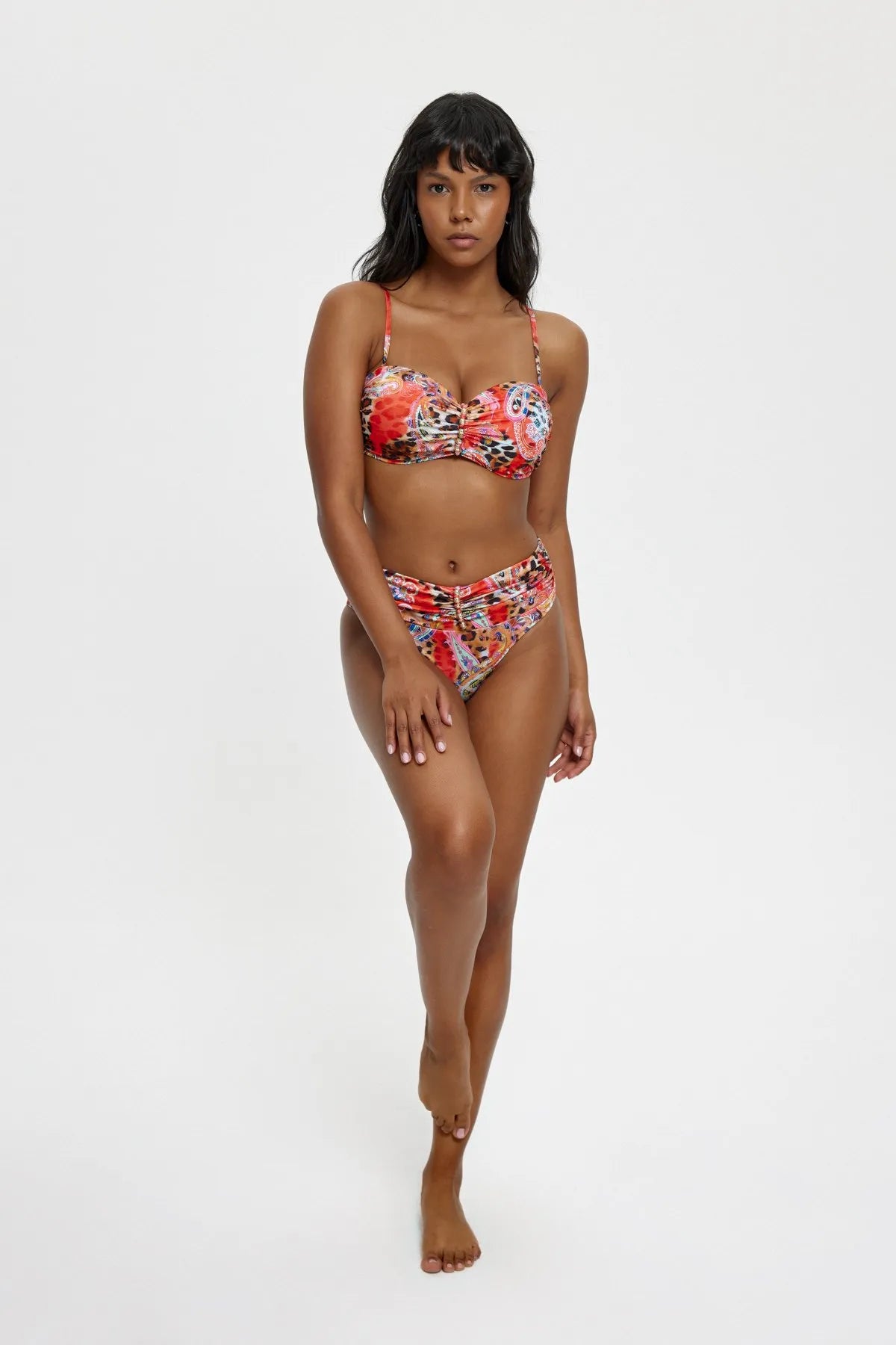 B11035 Boş Kaplı Straplez Bikini Takımı - Kırmızı
