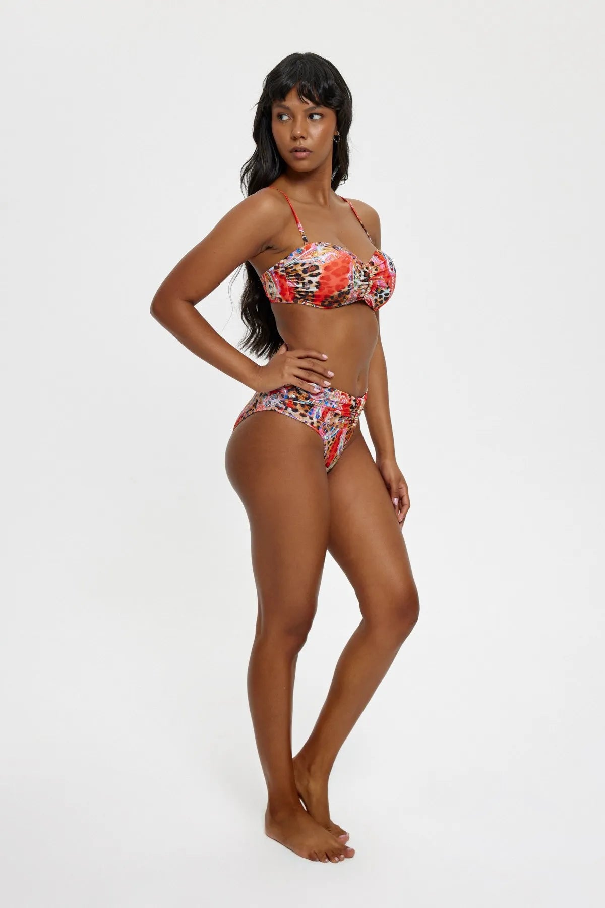 B11035 Boş Kaplı Straplez Bikini Takımı - Kırmızı