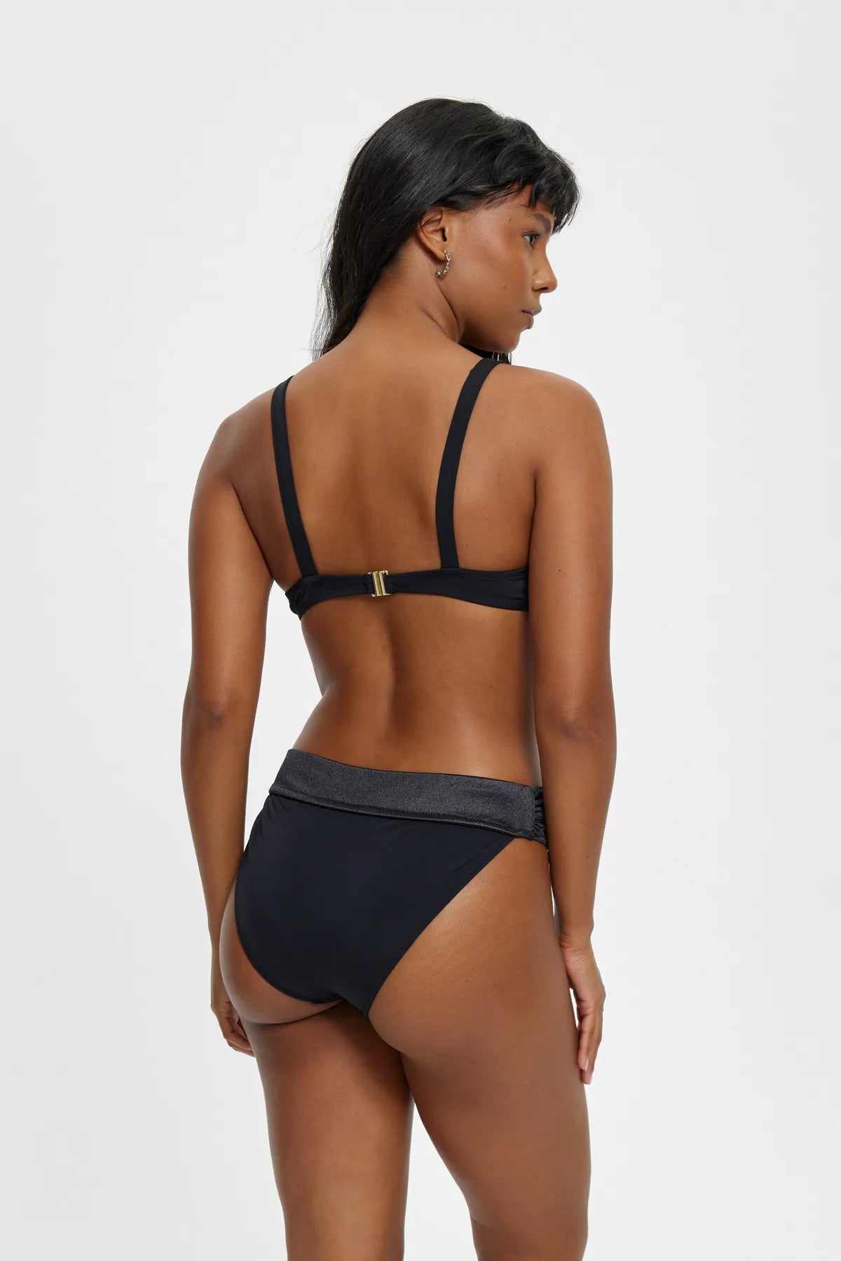 B11044 Boş Kaplı Saten Detay Bikini Takım - Siyah