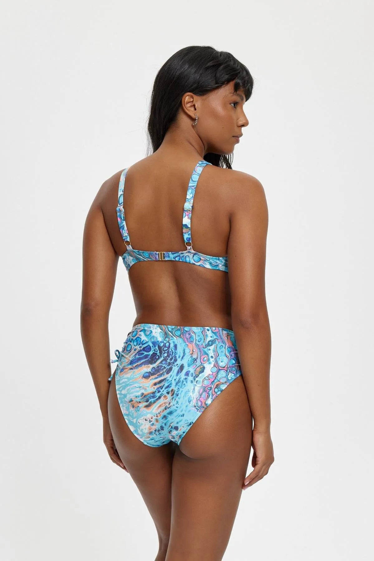 B11048 Toparlayıcı Telli Bikini Takımı - Mavi