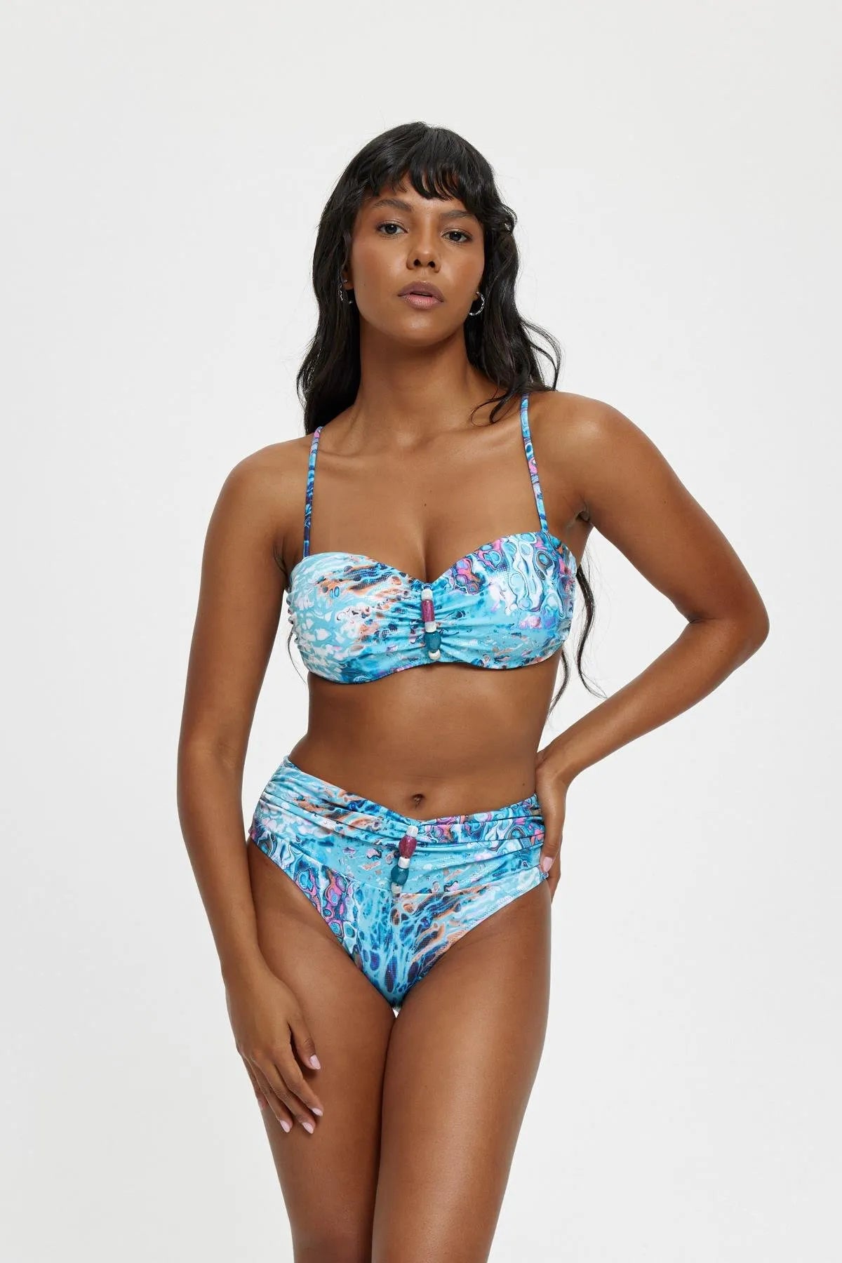 B11049 Boş Kaplı Straplez Bikini Takımı - Mavi