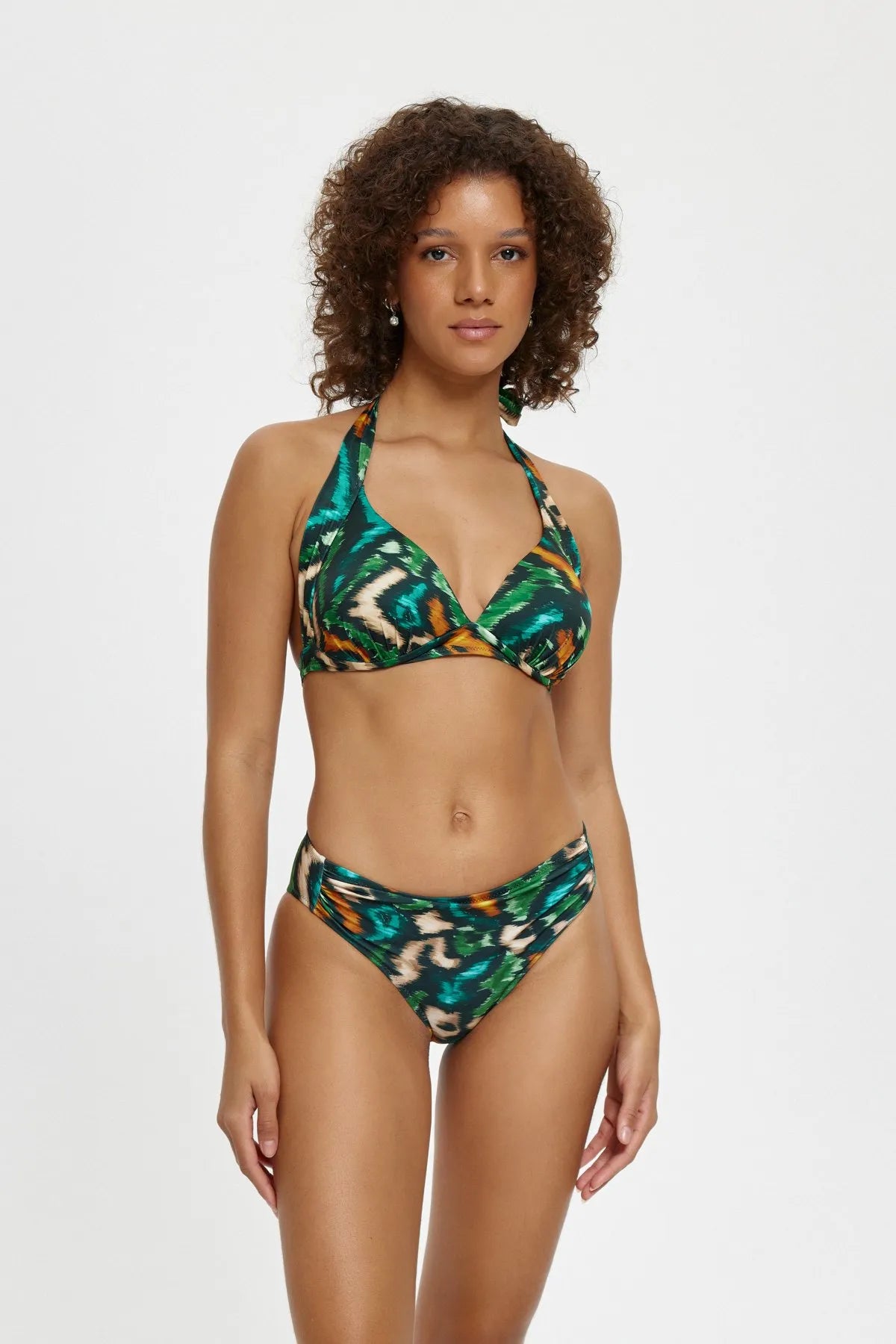 B11057 Üçgen Boş Kaplı Bikini Takımı - Kamuflaj