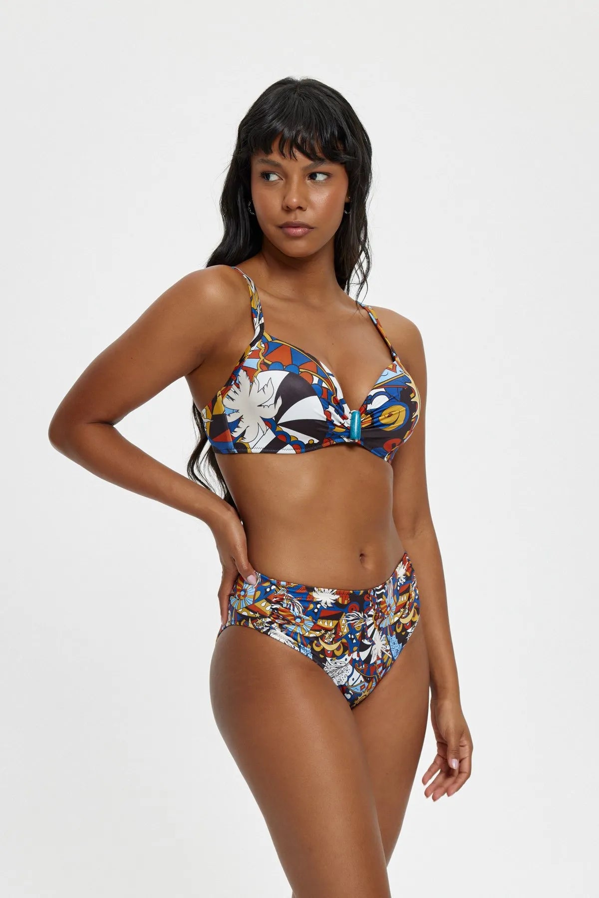 B11071 Boş Kaplı Toparlayıcı Bikini Takım - İndigo