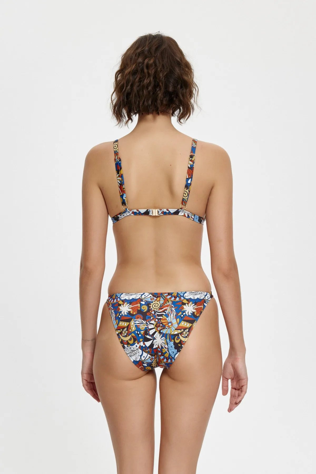 B11074 sabit Üçgen Bikini Takımı - İndigo