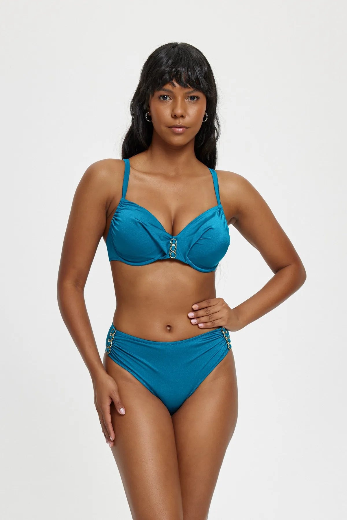 B11081 Asansörlü Toparlayıcı Bikini Takım - Petrol