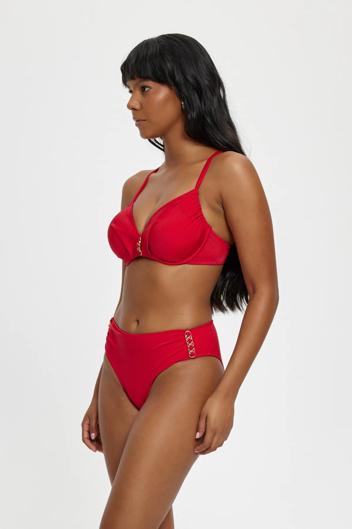 B11081 Asansörlü Toparlayıcı Bikini Takım - Kırmızı