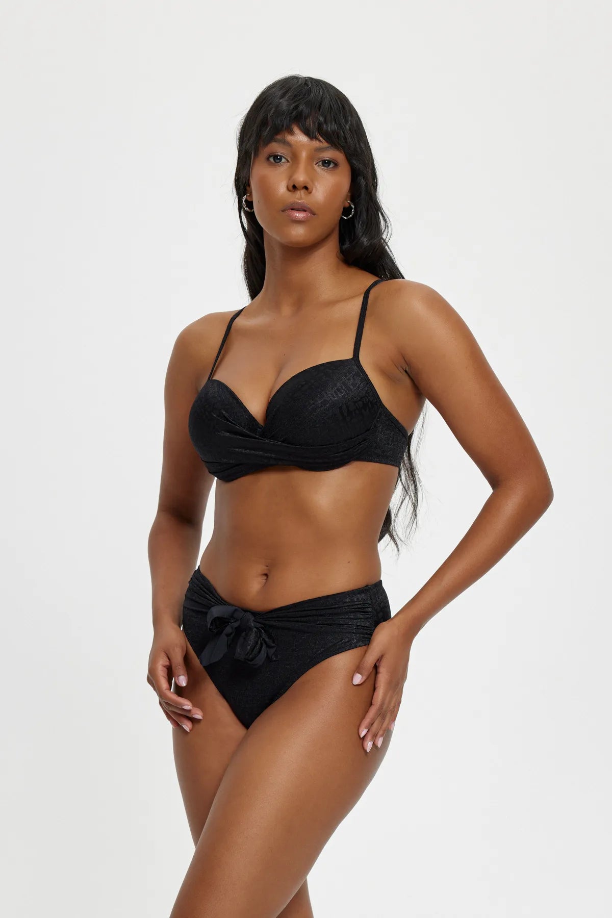 B11082 Boş Kaplı Bikini Takım - Siyah