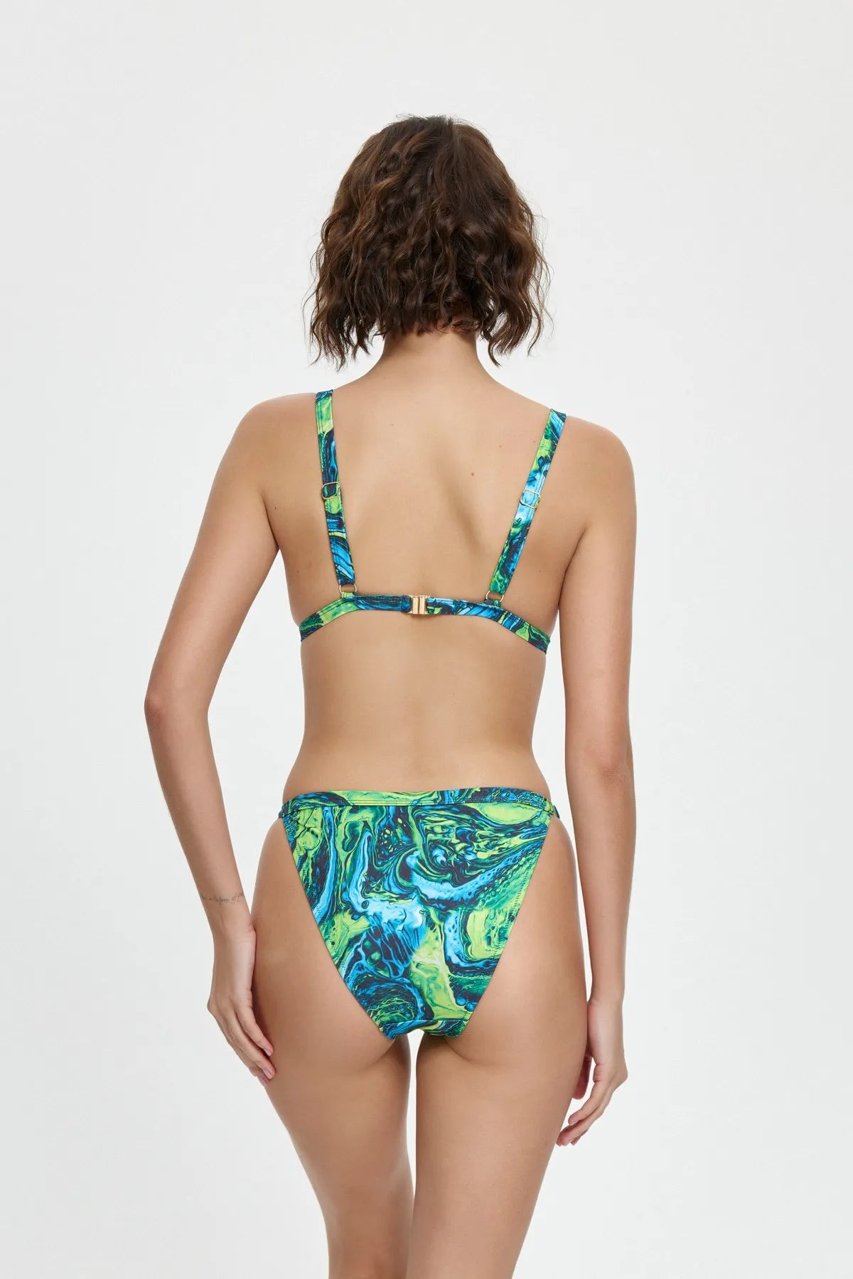 B11089 Sabit Üçgen Bikini Takımı - Yeşil