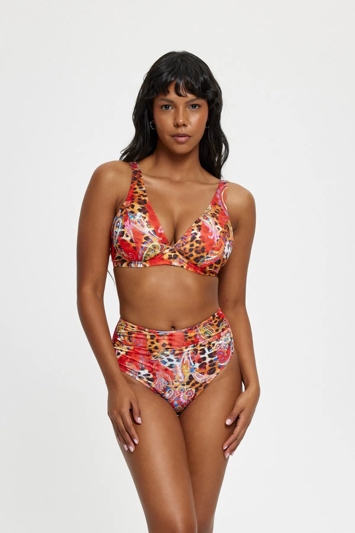 B11036 Geniş Üçgen Toparlayıcı Bikini Takımı - Kırmızı