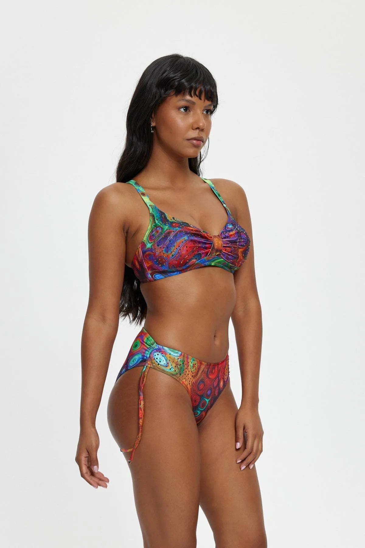 B11094 Toparlayıcı Luplu Bikini Takımı - Kırmızı