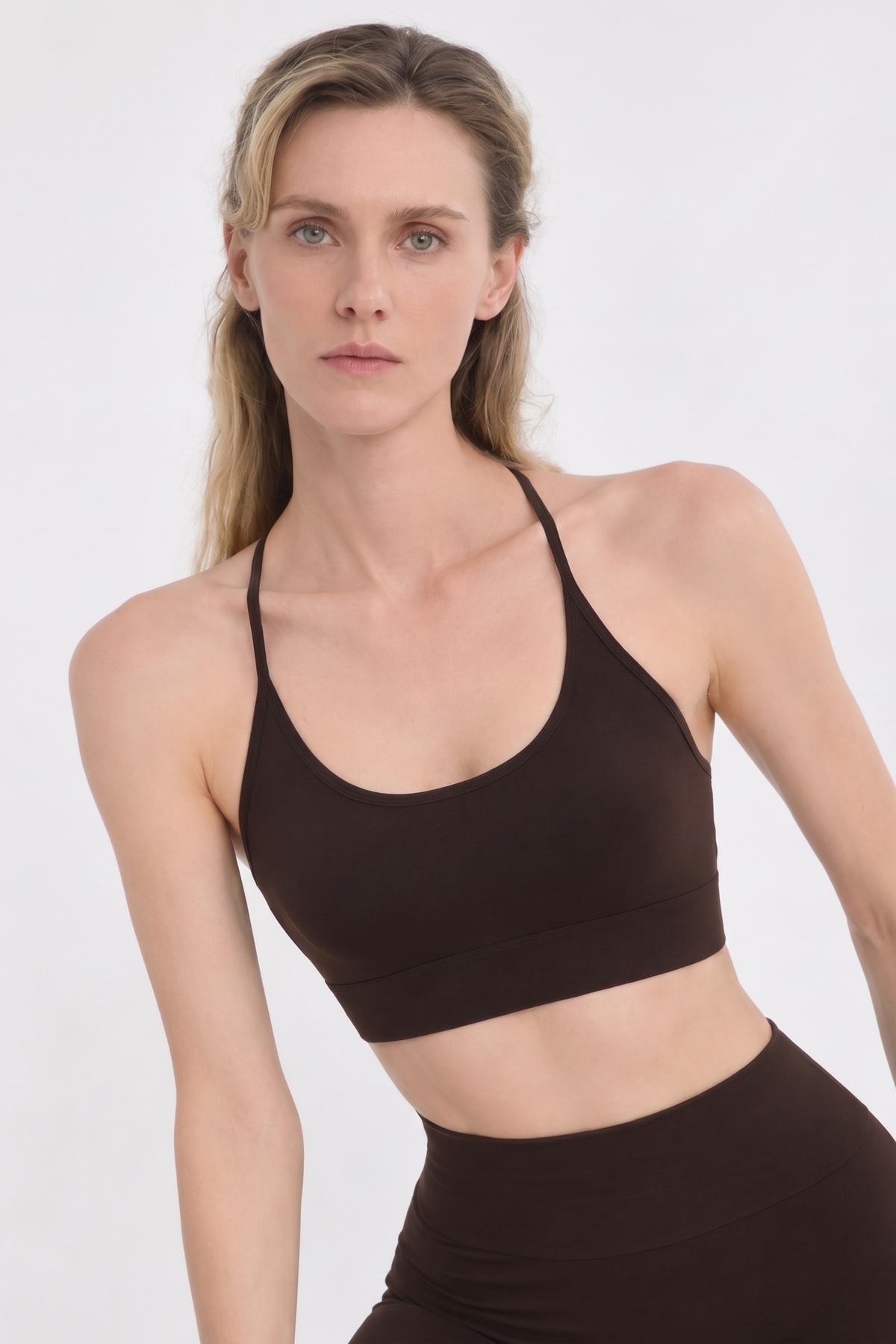 Seamless İnce Askılı Spor Bra W262  - Kahverengi