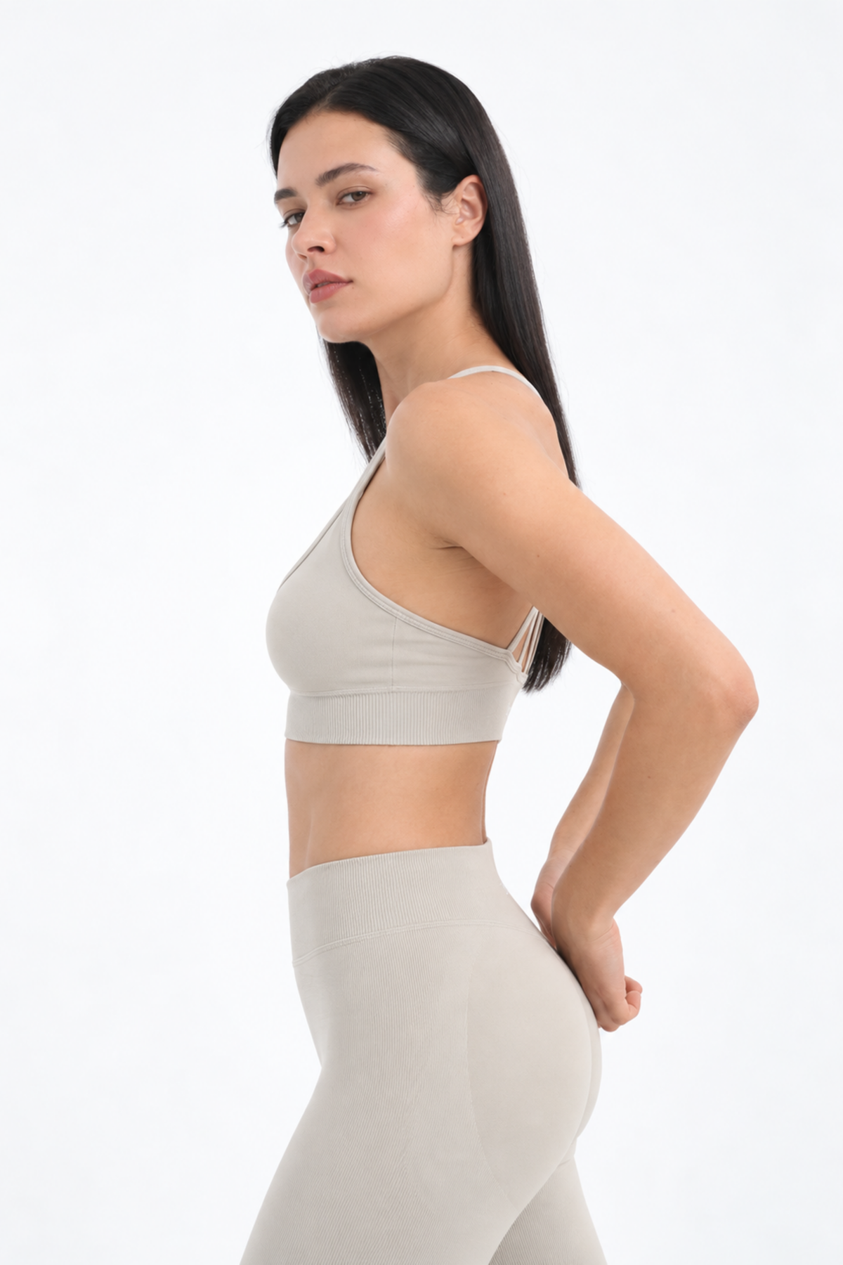 Seamless Çapraz Askılı Spor Bra W263  - Ekru