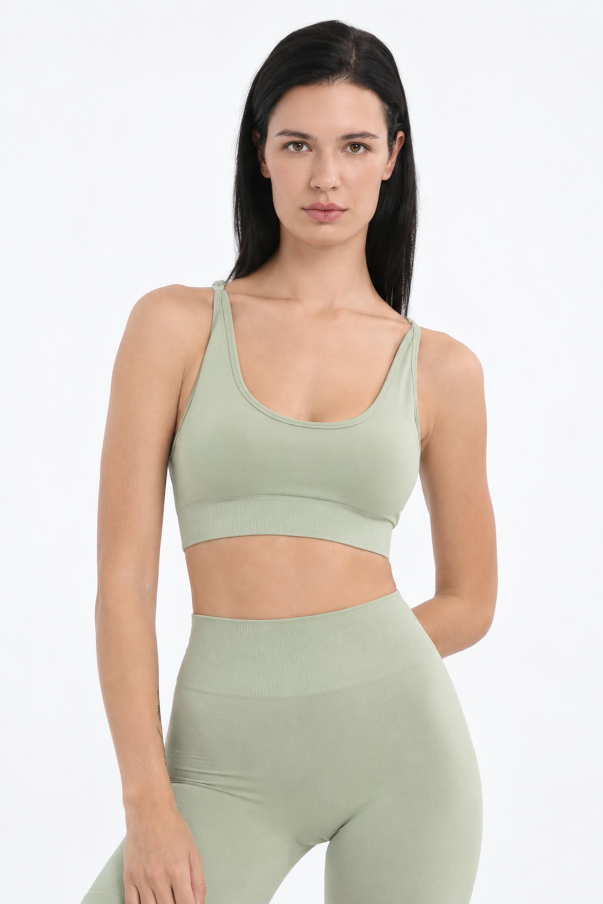 Seamless Çapraz Askılı Spor Bra W263  - Mint Yeşil