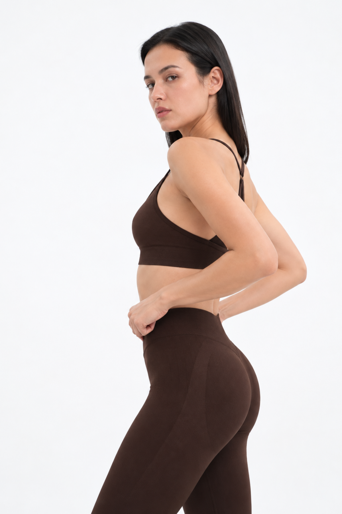 Seamless Çapraz Askılı Spor Bra W263 - Kahverengi