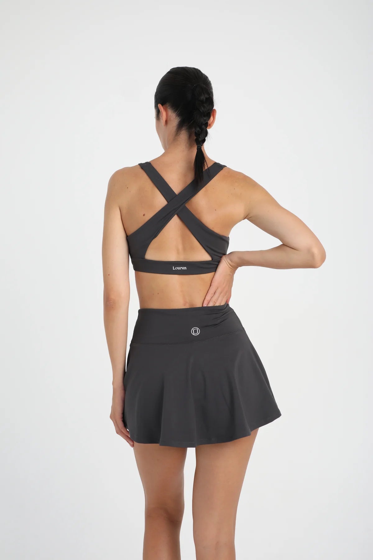 İç Taytlı Yüksek Bel Spor Etek - Antrasit