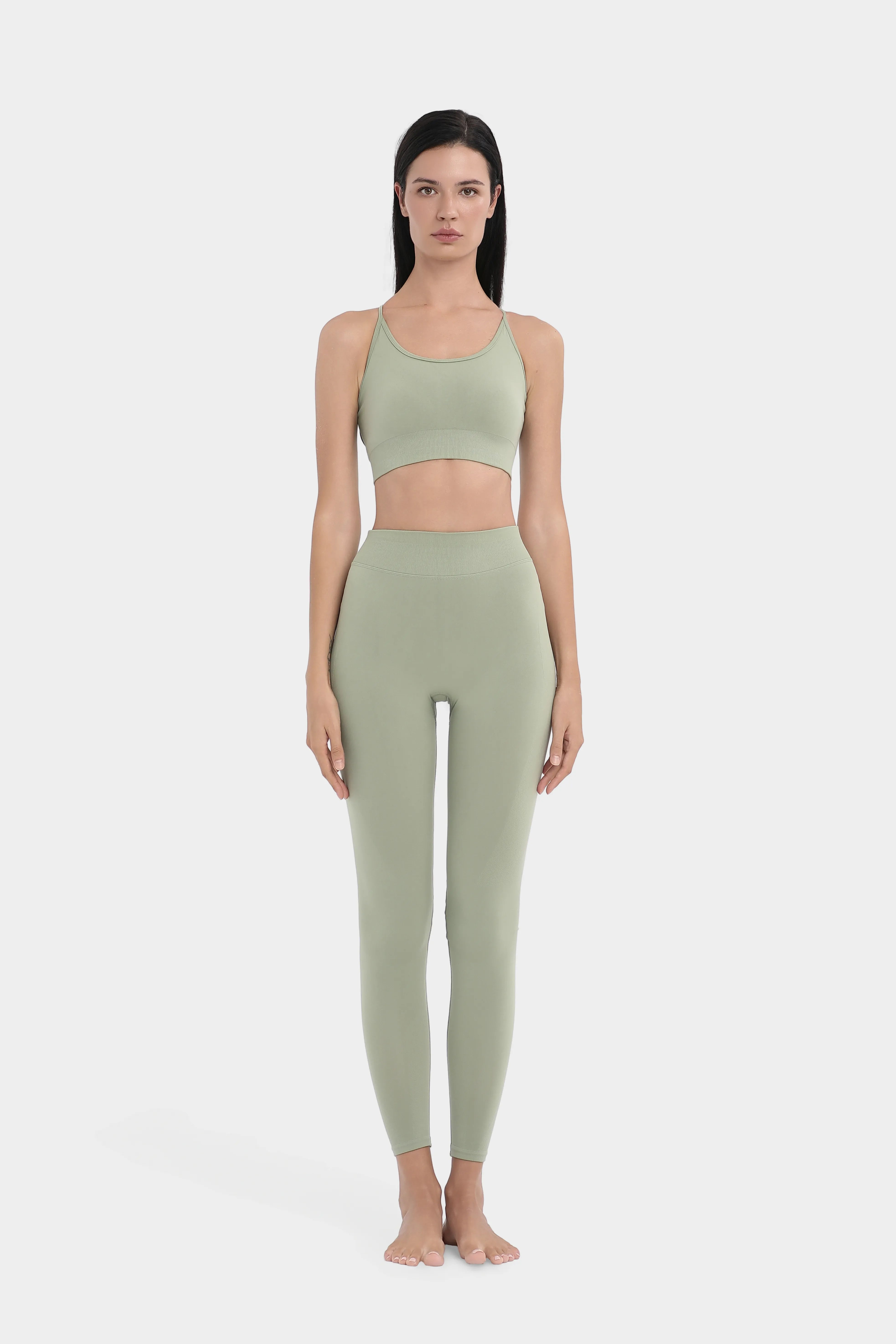 Seamless Yüksek Bel Uzun Tayt - Mint Yeşil