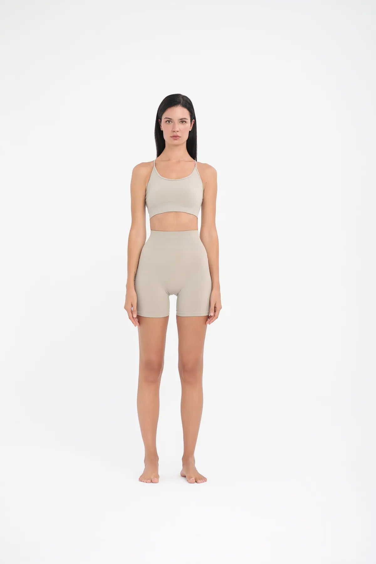W271 Push Up Toparlayıcı Dikişsiz Sport Şort - Ekru