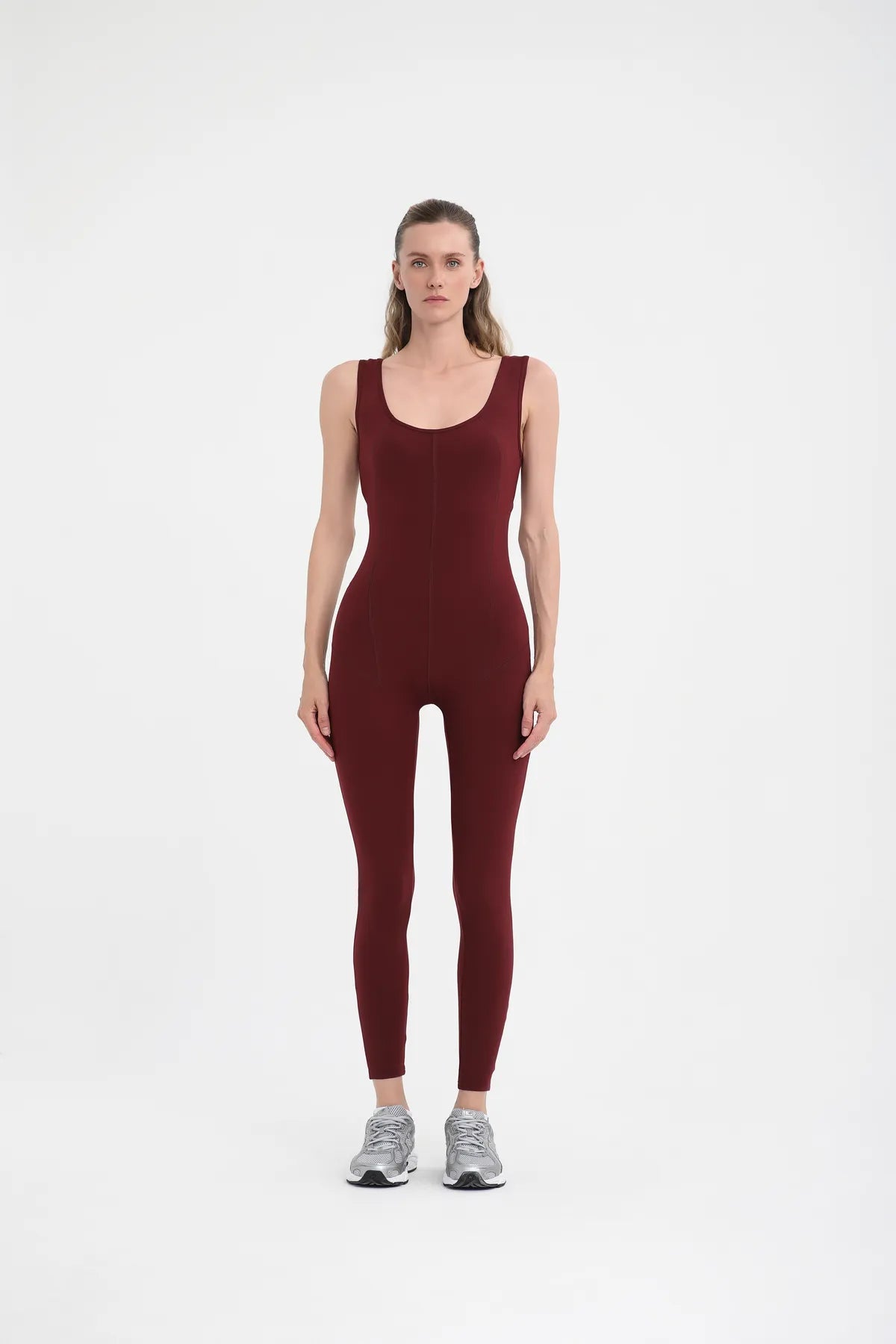 W571 Sırtı Açık Uzun Tulum - Bordo