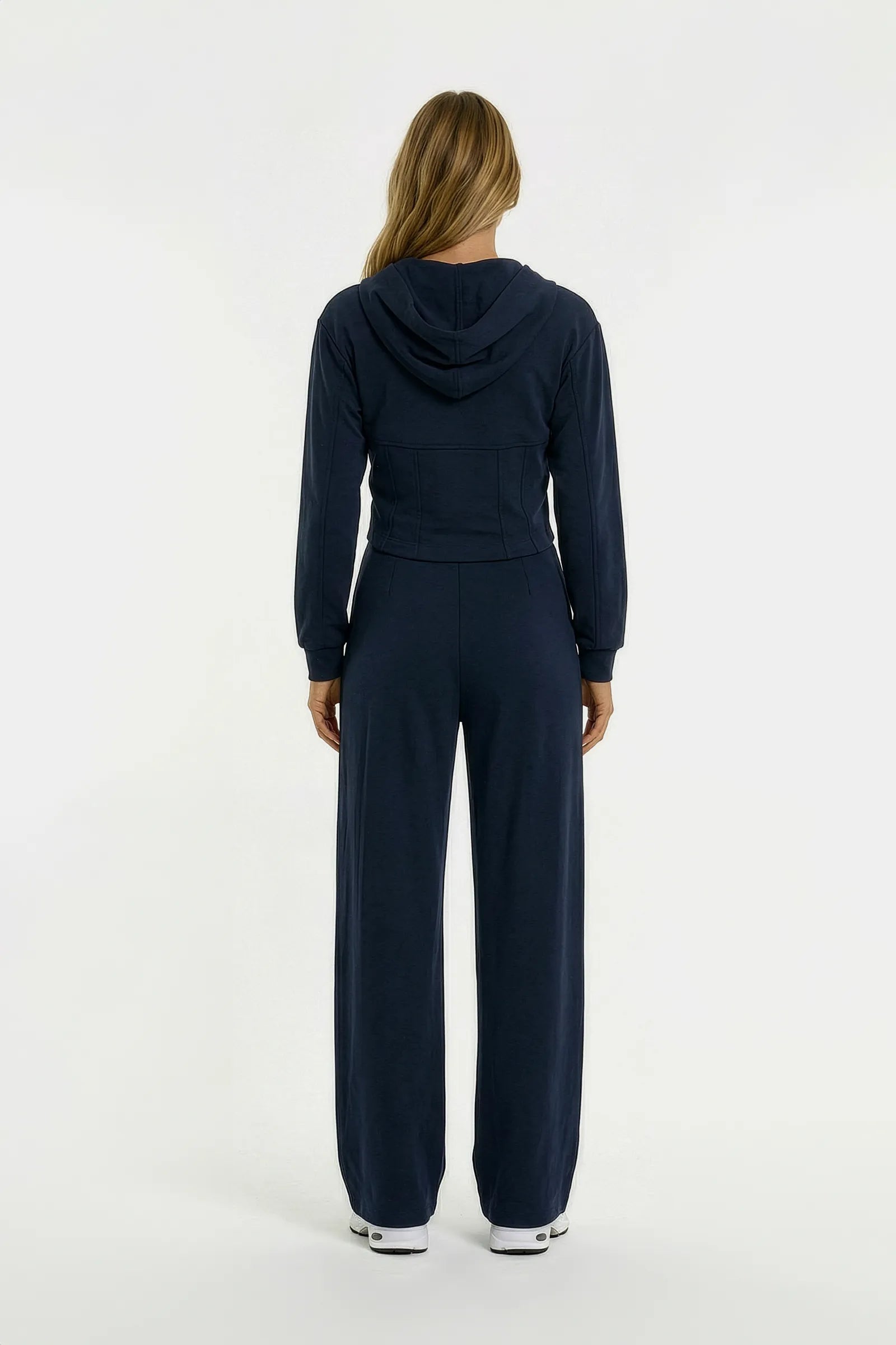 Kapüşonlu Korse Detaylı Modal Üst - Lacivert