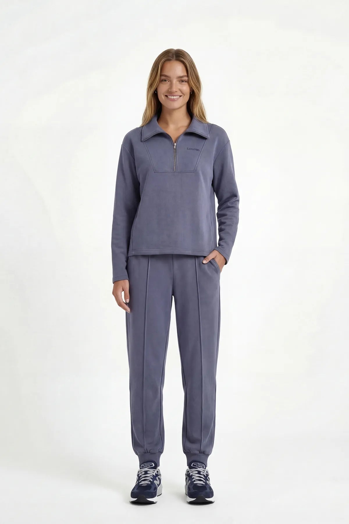 Yarım Fermuarlı Modal Üst - Gri