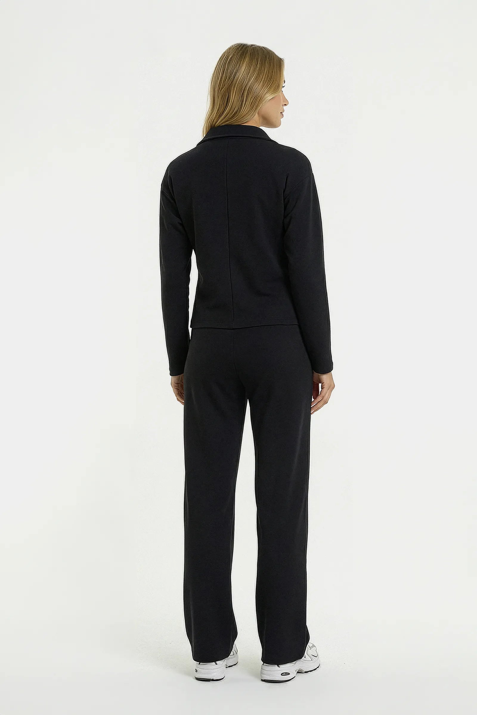 Çift Fermuarlı Yumuşak Dokulu Modal Üst - Siyah