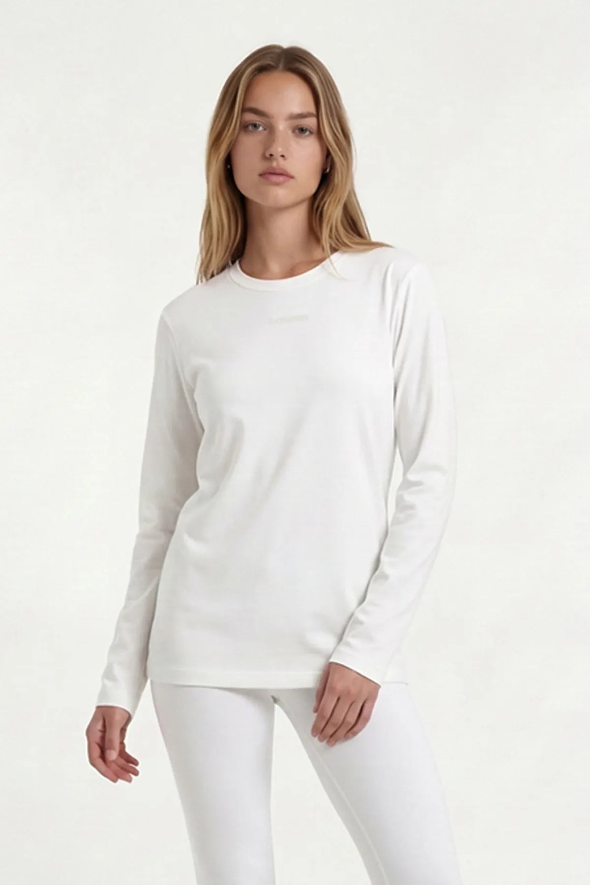 Model Kumaş Rahat Kesim Uzun Kollu Body - Beyaz