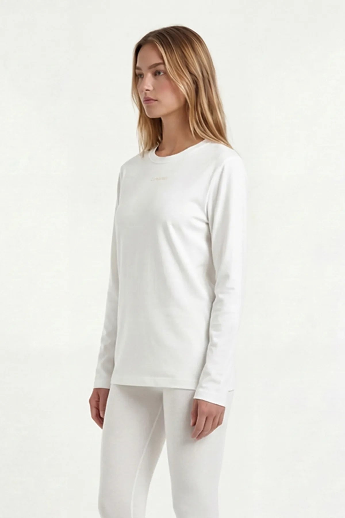 Model Kumaş Rahat Kesim Uzun Kollu Body - Beyaz