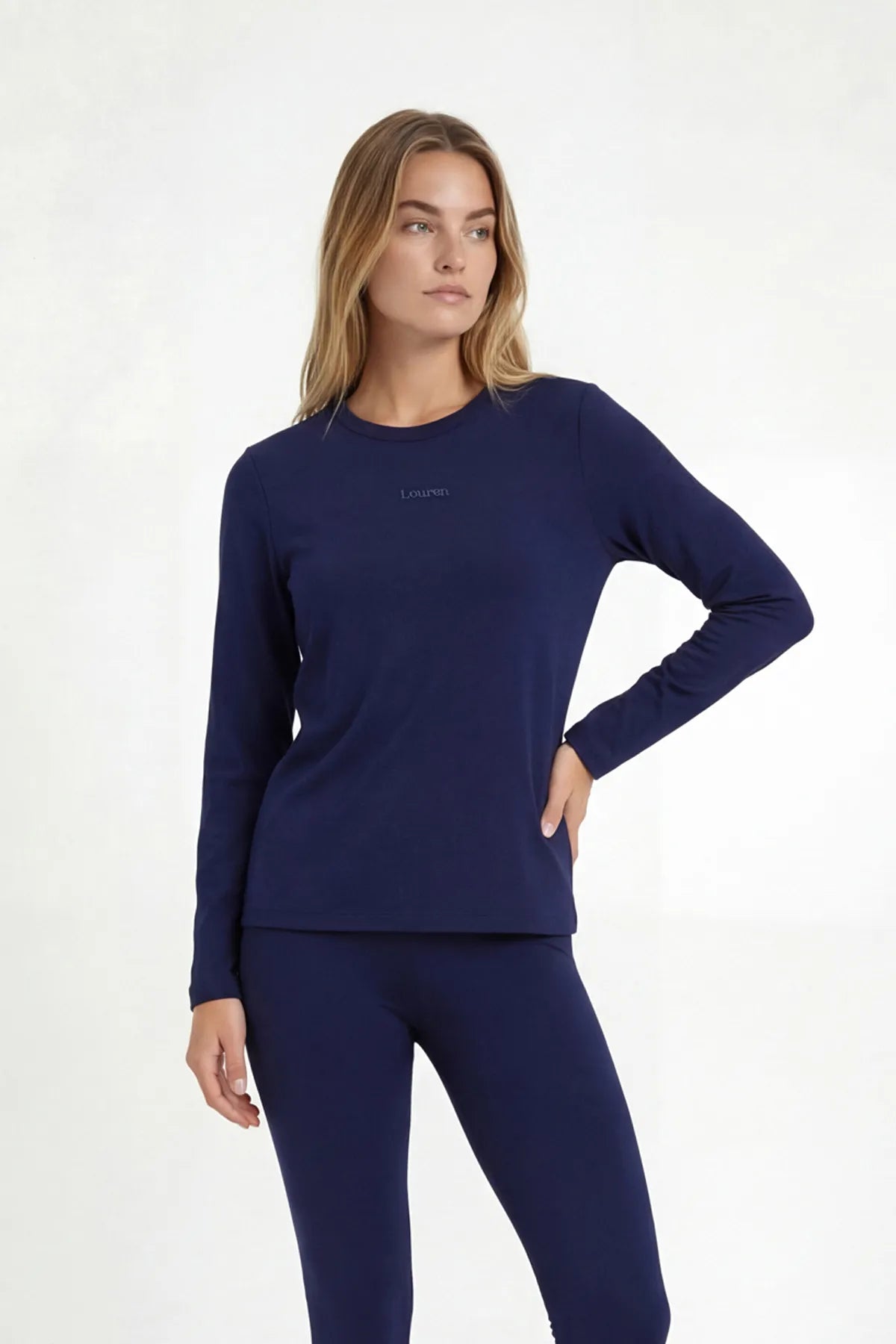 Model Kumaş Rahat Kesim Uzun Kollu Body - Lacivert